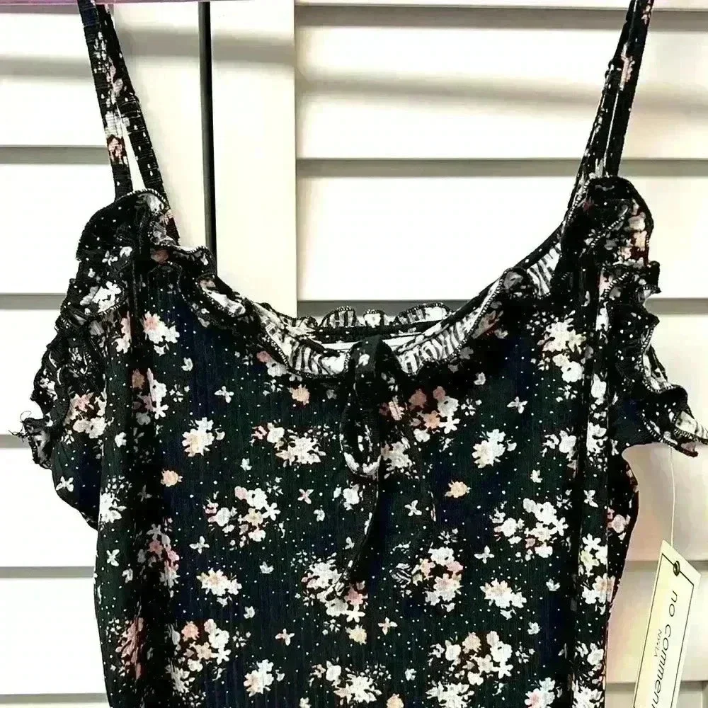No Comment Floral Ruffle Dress Size Medium NWT